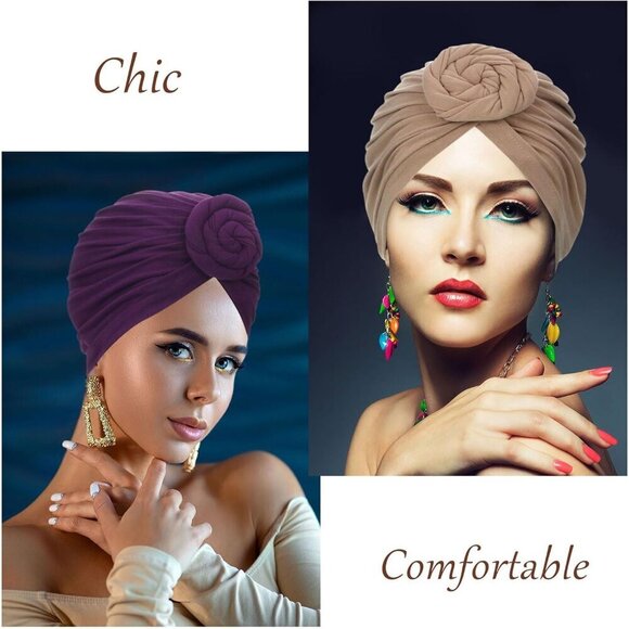 4 Pcs African Headwrap Turban for Women Stylish Hair Cover Trendy Good Fit
